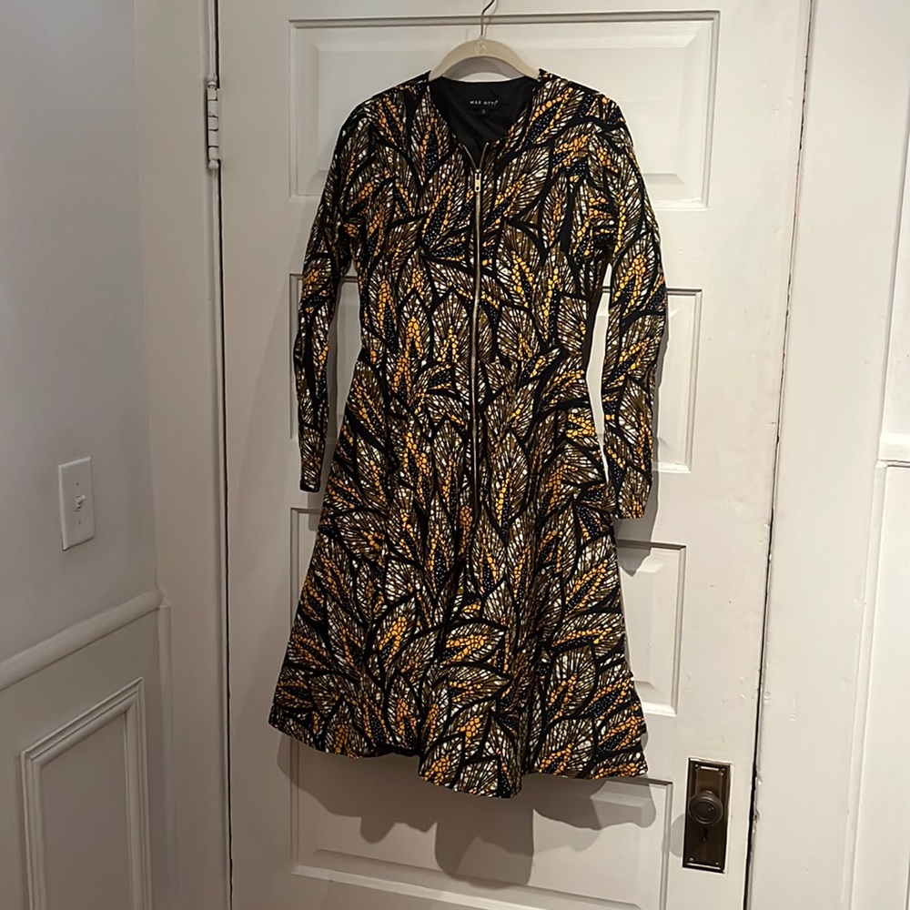 Mae Otti long sleeve flare dress small w pockets and vibrant African print dress